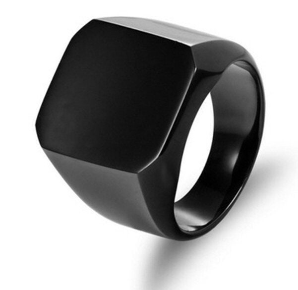 Simple Square Signet Ring Silver Black Ring Gift for Men - Etsy