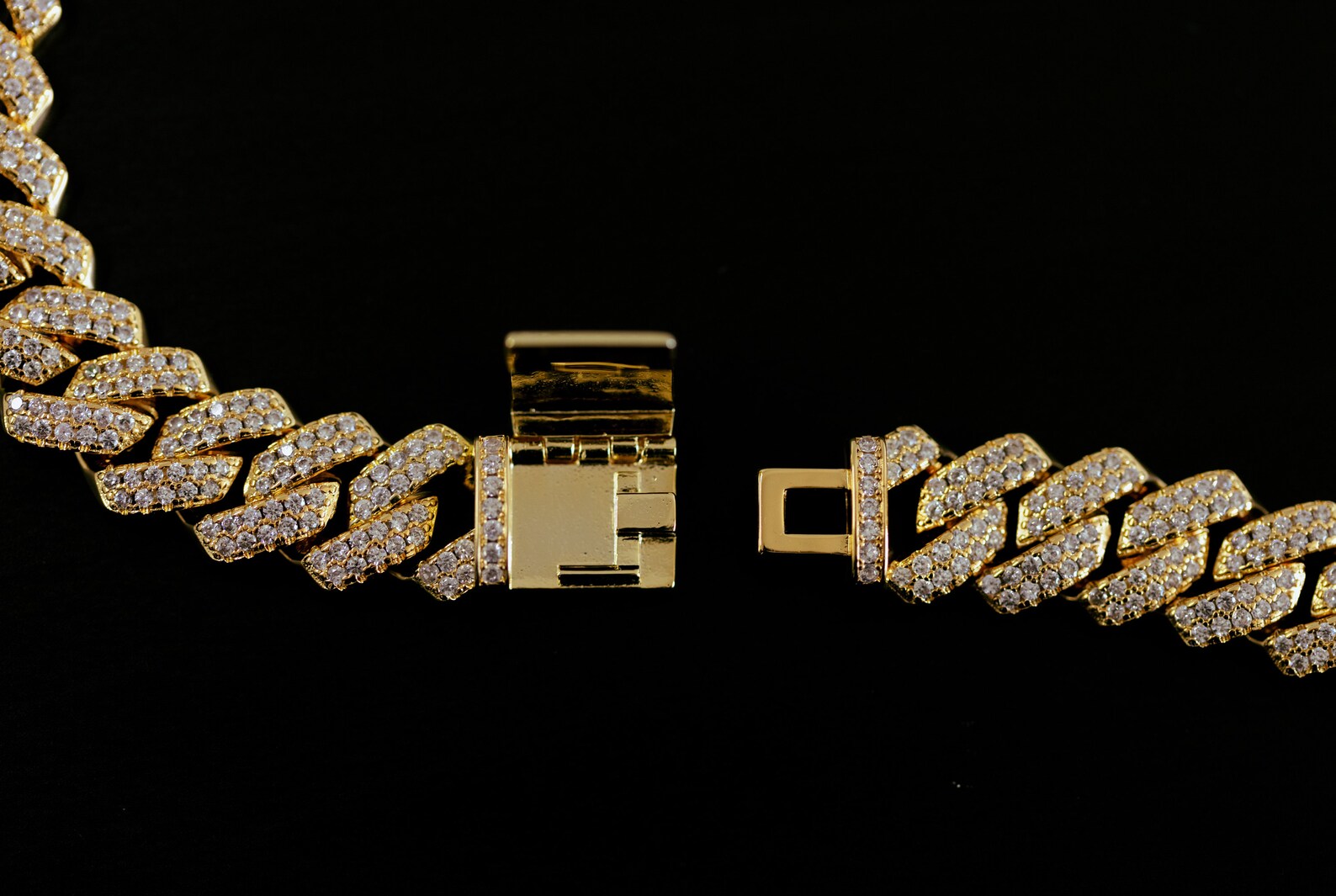 Cuban Link Chain Iced Out 18K Gold Plated Simulated Diamond CZ Etsy