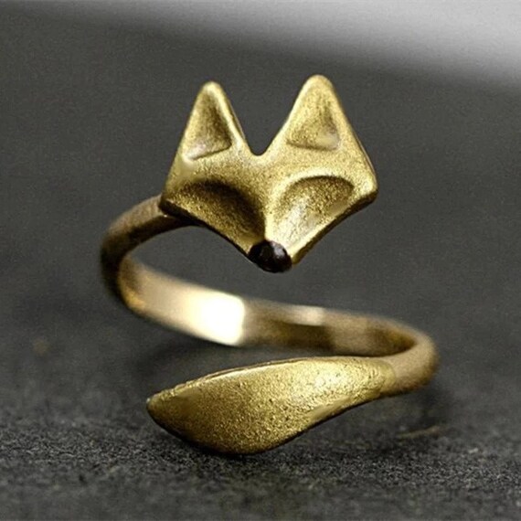 Adjustable Fox Ring Cute Fox Ring Gold Fox Ring Animal Etsy