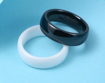 Classic Ceramic Wedding Band Ring - High Polish, Comfort Fit, Hypoallergenic (Multiple Widths & Colors) - View #6