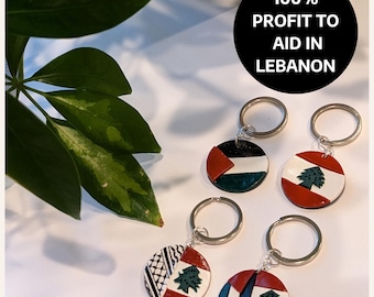 Palestine and Lebanon Keychain | 100% Profit Donated | Solidarity | Handmade Polymer Clay Keychain | Gift for Anyone