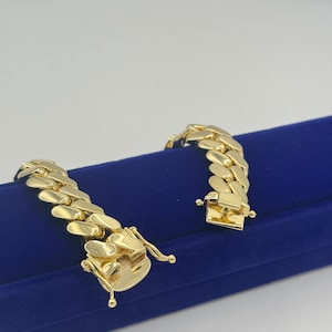Cuban Link Bracelet 14K Gold 15MM Plated, Gift For Him Her Handmade Jewelry Fathers Day Anniversary Birthday Man Husband Wife Lady Fiancé
