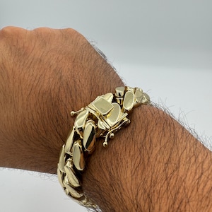 Cuban Link Bracelet 14K Gold 18MM Plated, Gift For Him Her Handmade Jewelry Fathers Day Anniversary Birthday Man Husband Wife Lady Fiancé