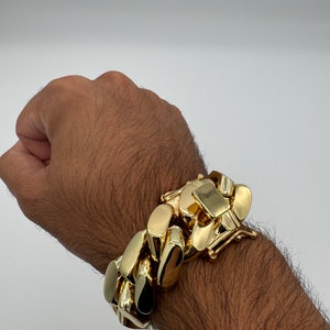 Cuban Link Bracelet 14K Gold 24MM Plated, Gift For Him Her Handmade Jewelry Fathers Day Anniversary Birthday Man Husband Wife Lady Fiancé