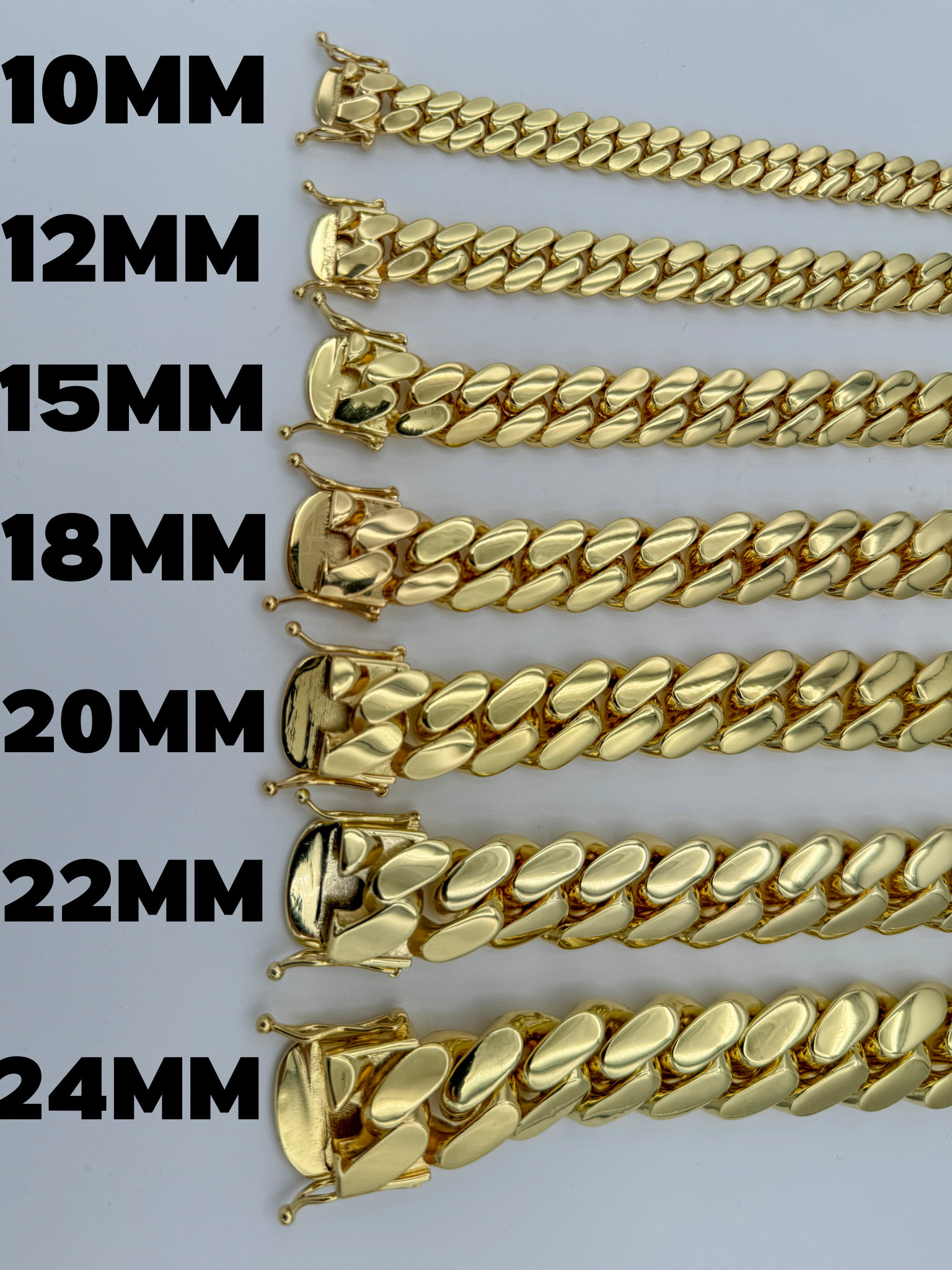 Cuban Link Bracelet HANDMADE 10-24MM 14K Gold Plated Miami Style, Men Jewelry Gift For Him Her, Holiday Idea Birthday, Anniversary Party