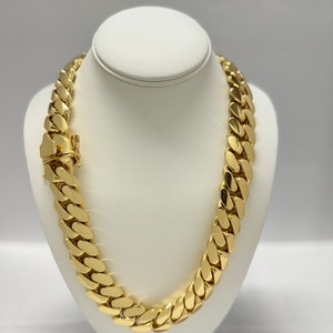 Cuban Link Chain 20MM Solid Handmade Jewelry Miami Style, Gift Birthday Fathers Day Anniversary, HipHop Jewelry, Gold Plated, Gift For Him