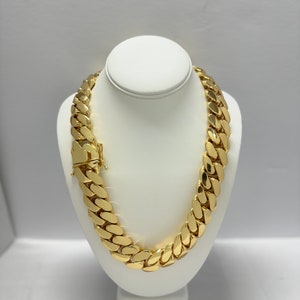 Cuban Link Chain 24MM Necklace Chain Set 14K Plated, Handmade Gold Jewelry Gift For Him Man Anniversary Birthday Man Husband Father Day