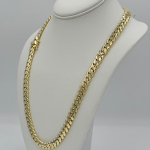 Cuban Link Chain Necklace 14K 10MM Gold Plated, Handmade Gold Jewelry Gift For Fathers Day Anniversary Birthday Man Husband Surprise Holiday