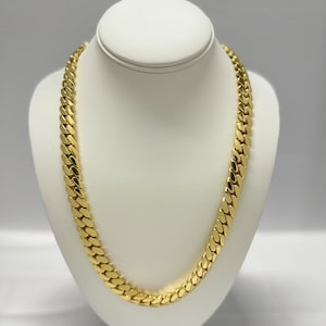 Cuban Link Chain 12MM Solid Handmade Jewelry Miami Style, Gift Birthday Fathers Day Anniversary, HipHop Jewelry, Gold Plated, Gift For Him