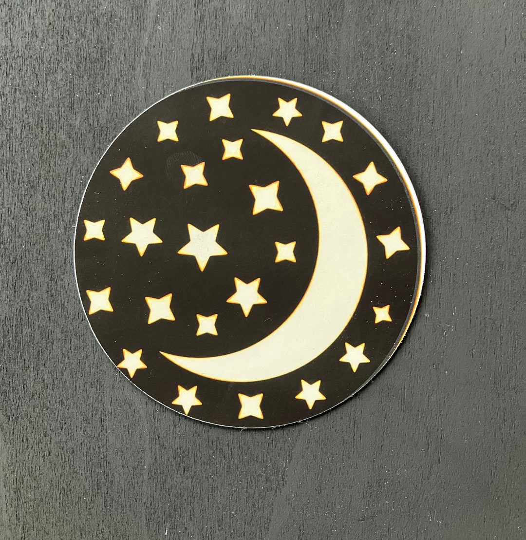 Moon and Stars Sticker Crescent Moon Sticker Water Proof Vinyl Sticker