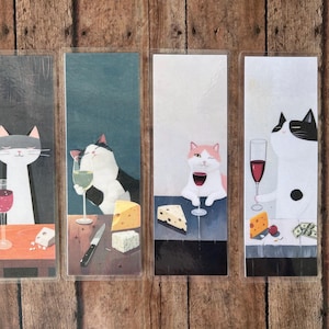 Funny Cat Bookmarks - Sarcastic Bookmarks - Book Lover Gift - Laminated Bookmark - Bookish Gift - Book Club Bookmarks - Cat Cheese and Wine
