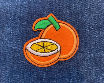 264 Orange Juice Patch 2 Inch Diameter Embroidered Patch