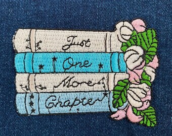 Just One More Chapter Patch | Reading Patch | Book Patch | Flower Patch | Iron on Patch | Embroidery Patch