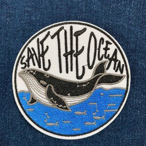 Save the Ocean Patch | Whale Patch | Sea Patch | Wave Patch | Iron on Patch | Embroidery Patch