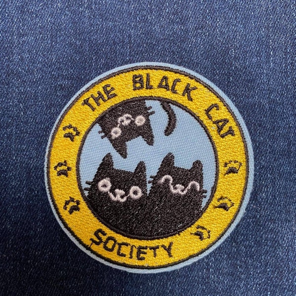 Black Cat Society Patch | Animal Patch | Funny Patch | Iron on Patch | Embroidery Patch