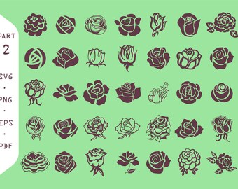 Roses SVG, Flower SVG, Rose Silhouette SVG, Rose Bundle Svg, Rose Clipart, Rose Cut File, Rose Svg cut files, Rose svg for cricut