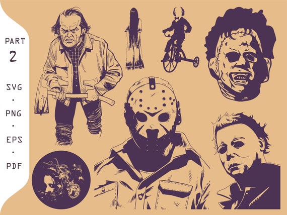 Horror SVG, Horror movie Svg, Jigsaw SVG, The Ring SVG, Texas Chainsaw Massacre Svg, villain characters svg, Shining svg, Jason Voorhees Svg