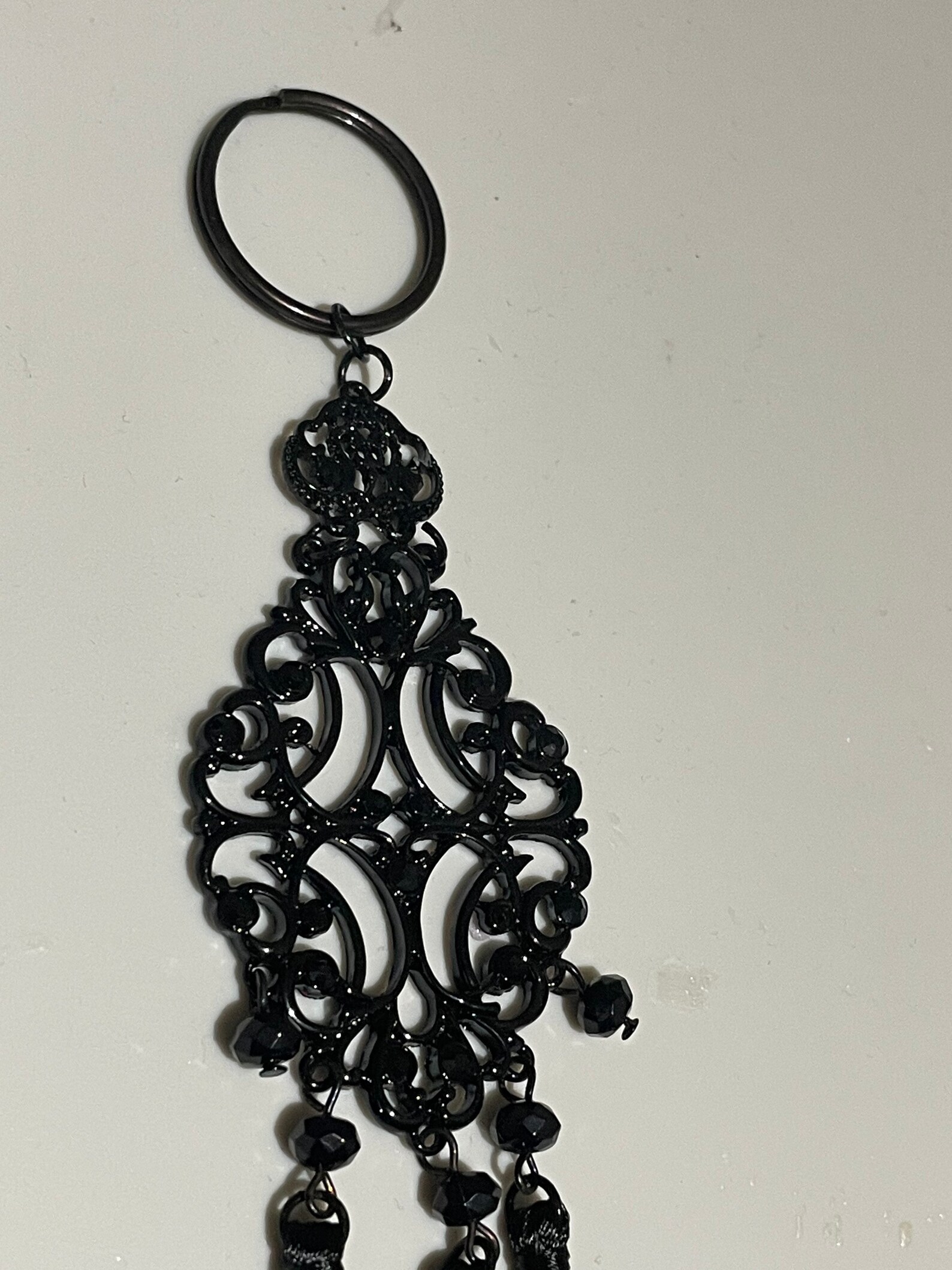 Black dangle tassel keychain handmade Etsy