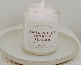 Smells like Scorpio Season Candle Gift, Funny Scorpio Gift, Best Friend Candle, Scorpio Birthday Gift, Zodiac Candle, Astrology Candle