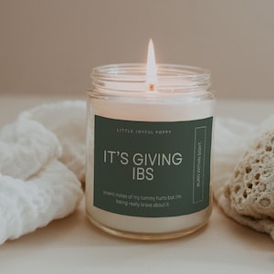 It&#39;s Giving IBS Candle Gift, Funny IBS Candle, Chronic Illness Candle, IBS Awareness, Gift for Friend, My tummy hurts gift