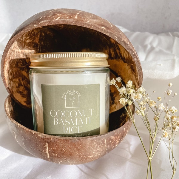 Coconut Basmati Rice, Thai coconut scent, coconut wax candles, luxury coco wax blend candles, scented candle, candles for scent