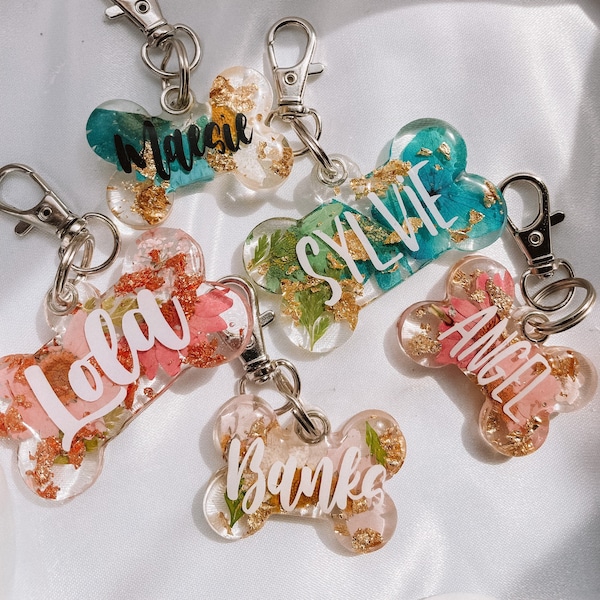 Dried Pressed Florals Custom Dog Tags | Pet tags | Pet ID