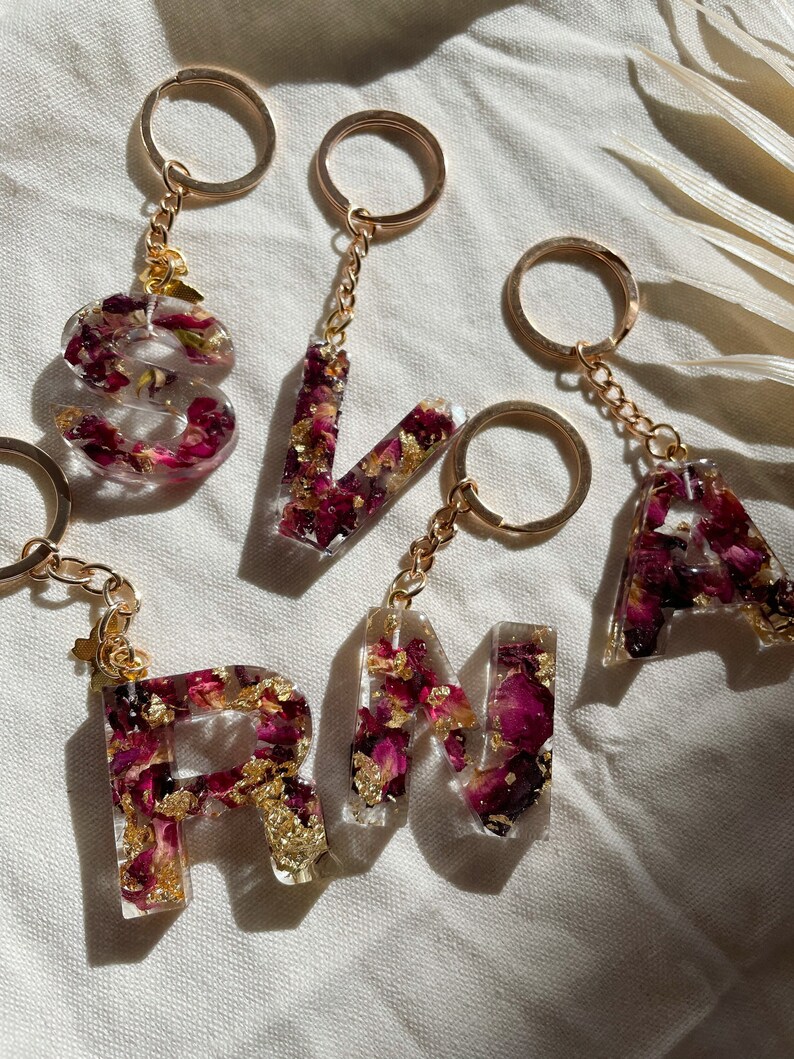 Preserved Rose Keychain Real Rose Petal Keychain Dried Rose Etsy