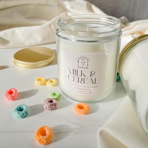 milk & cereal scented candles, fruity cereal candle, coconut soy candle, cereal scented candle, cereal candle bowl, cereal wax melt