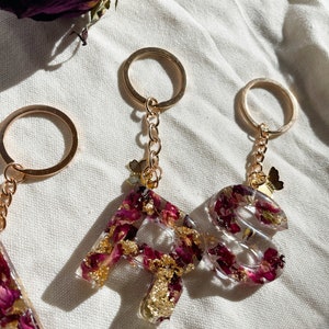 Preserved Rose Keychain, Real Rose Petal Keychain, Dried Rose Petal ...