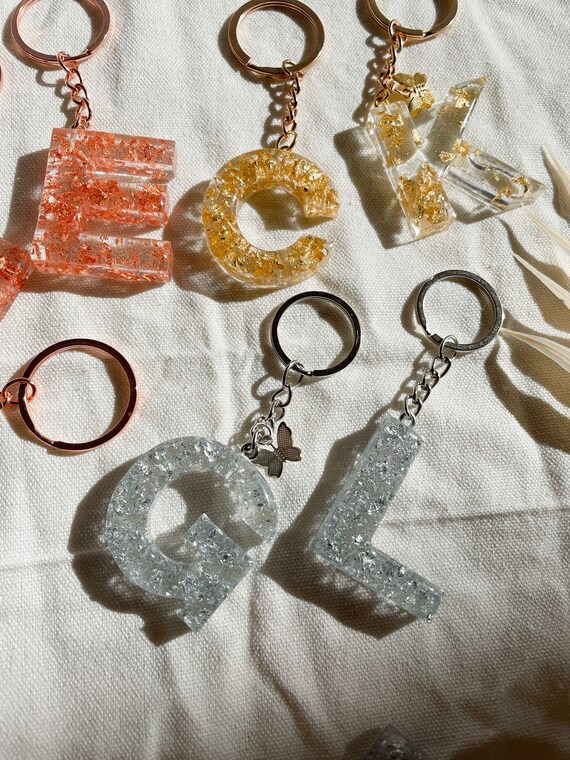 Personalized Initial Keychain Custom Letter Keychain Rose Gold