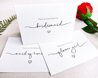 Thank you for being my Bridesmaid Card with Envelope colour choice. Any role: Maid of Honour, Flower Girl, Page Boy, Witness, Man of Honour