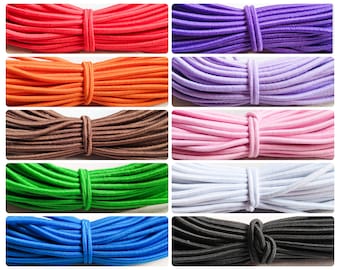 Round Coloured Elastic - 2mm Wrapped Elastic Cord