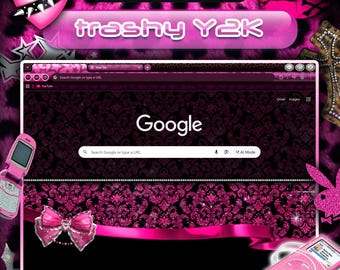 Trashy Y2K Browser Theme —  2000s Aesthetic Decor | Mcbling Style | Bratz Aesthetic | Custom Theme for Google Chrome