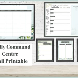 Family Organization Command Center Printable | Wall Planner Printable Set | Eucalyptus Printable Planner Set