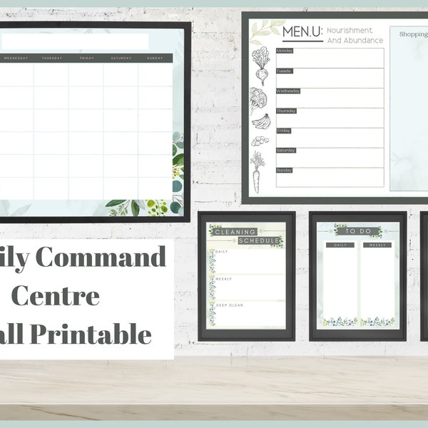 Family Organization Command Center Printable | Wall Planner Printable Set | Eucalyptus Printable Planner Set