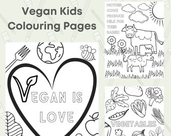 Printable Kids Vegan Colouring Pages , Vegan Colouring Book, Colouring For Kids, Printable Kids Colouring Pages,Vegan Kids