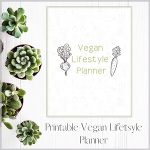 Printable Vegan Lifestyle Planner | Vegan Planner | Vegan Printable | Vegan Meal Planner | Plant Based Meal Plan | Vegan Dairy