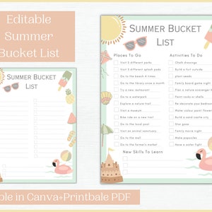 Editable Summer Bucket List Canva Template | Activity Checklist for Kids | Summer Activity Planner