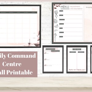Family Organization Command Center Printable | Wall Planner Printable Set | Rose Gold Printable Planner Set