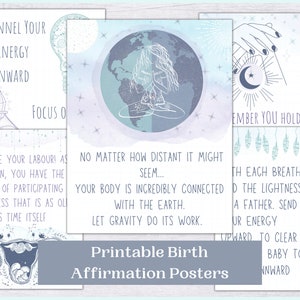 Affiches imprimables d'affirmation de naissance | Art imprimable des affirmations de naissance | Cartes d'affirmation de naissance | Accouchement à domicile Art