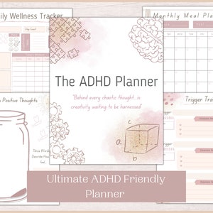 ADHD Planner | ADHD Life Planner Bundle | Printable ADHD Planner And Self Care Journal | Mom Life Planner