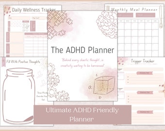 ADHD Planner | ADHD Life Planner Bundle | Printable ADHD Planner And Self Care Journal | Mom Life Planner