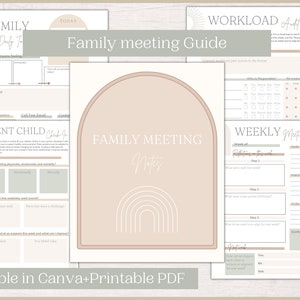 Family Meeting Guide | Household Planner | Printable Family Meeting Notes | ADHD Mom Life Planner | Partner Check In Guide