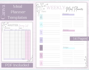 Weekly Meal Plan Templates | Grocery List and Pantry Inventory