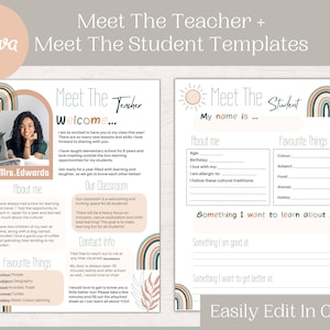 Meet The Teacher and Meet The Student, Editable Classroom Templates | Editable Meet The Teacher Back To School Canva Template