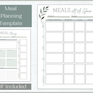 Editable Weekly Meal Planner template | Canva Meal Planner Template | Household Planner | Command Centre Printable