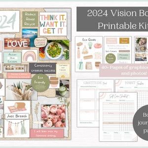 Kit de tableau de visualisation imprimable | Journal des manifestations | Journal de gratitude et listes de contrôle pour prendre soin de soi