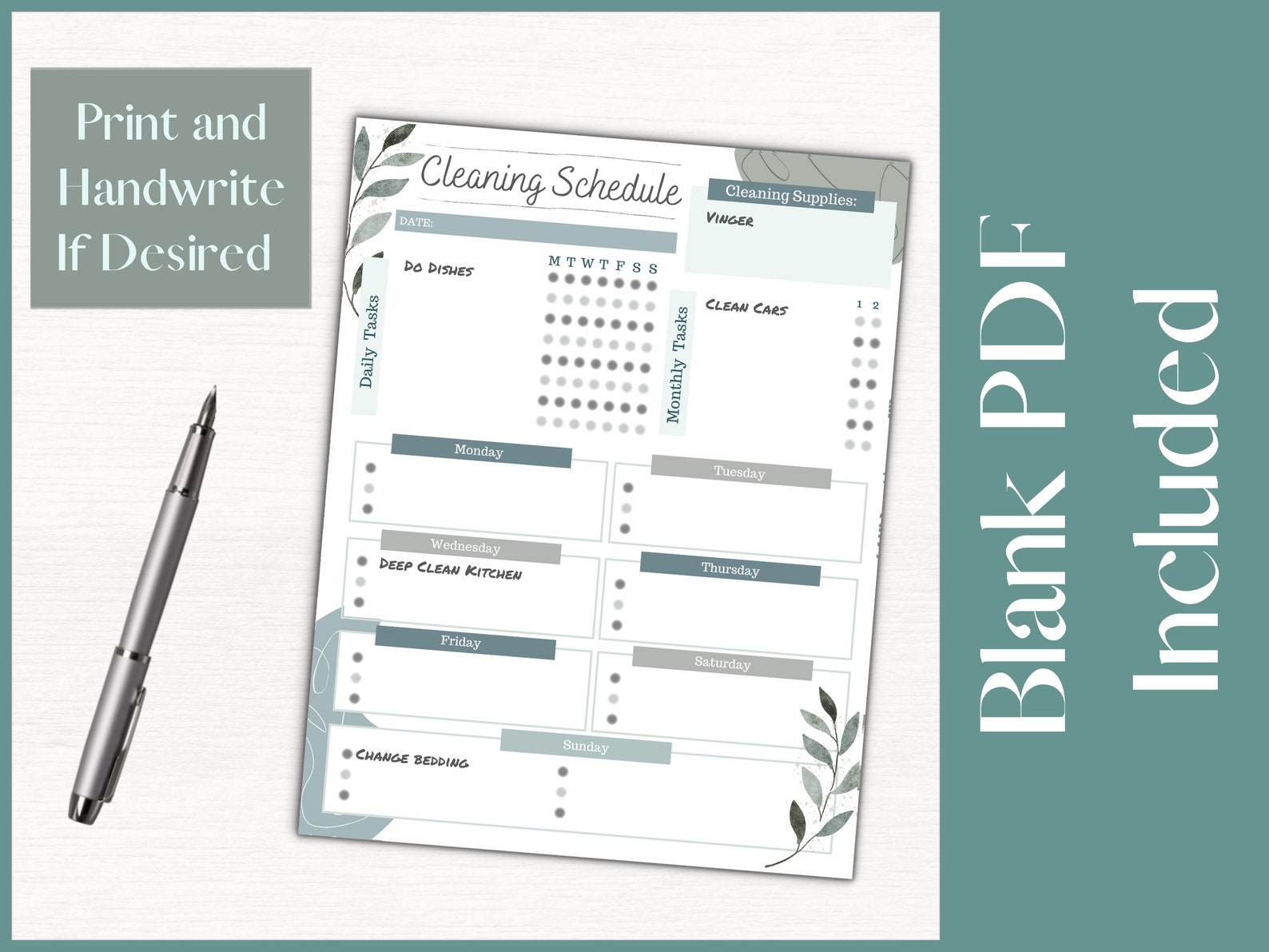Editable Cleaning Schedule Canva Template - Etsy