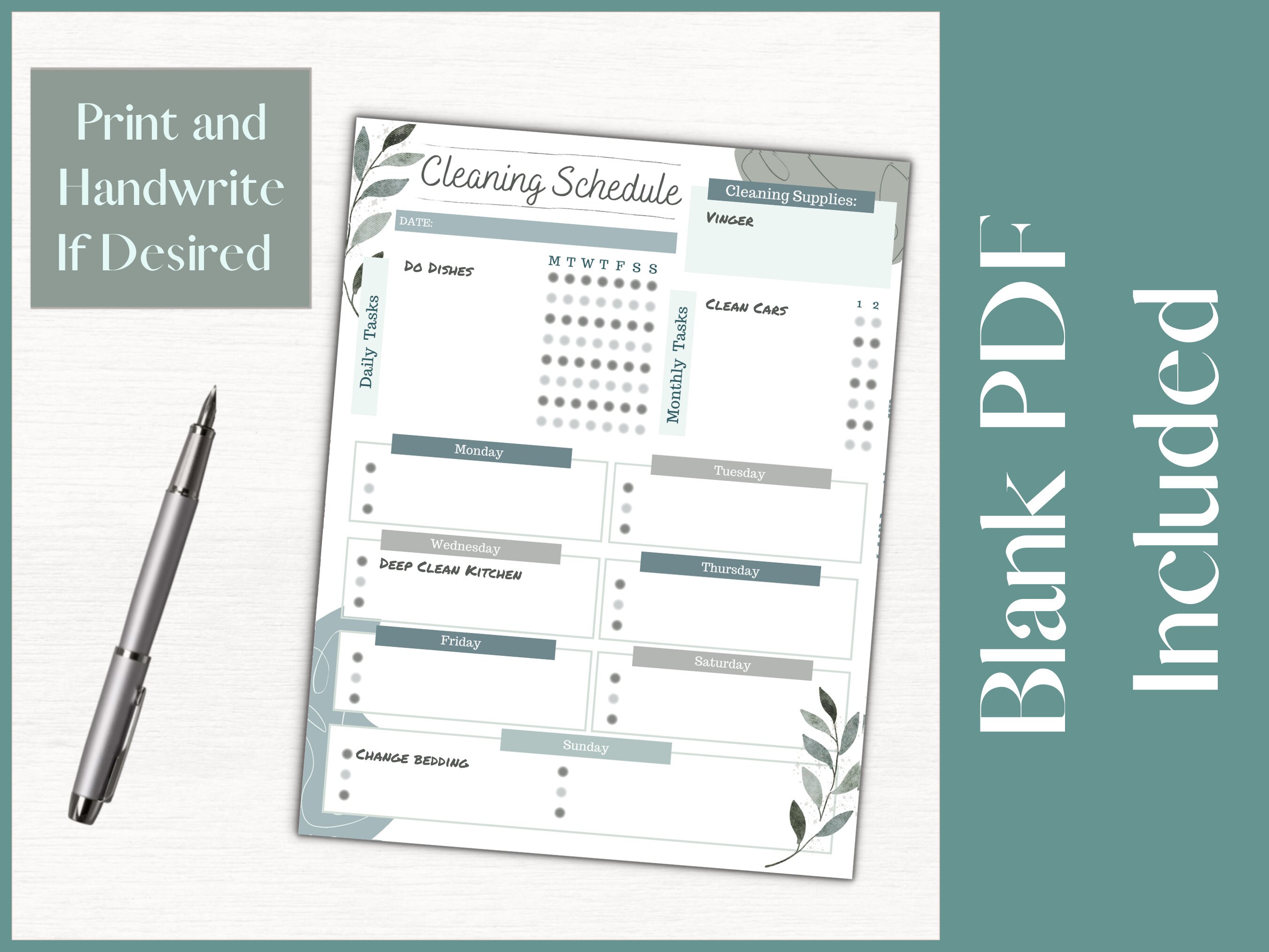 Editable Cleaning Schedule Canva Template - Etsy
