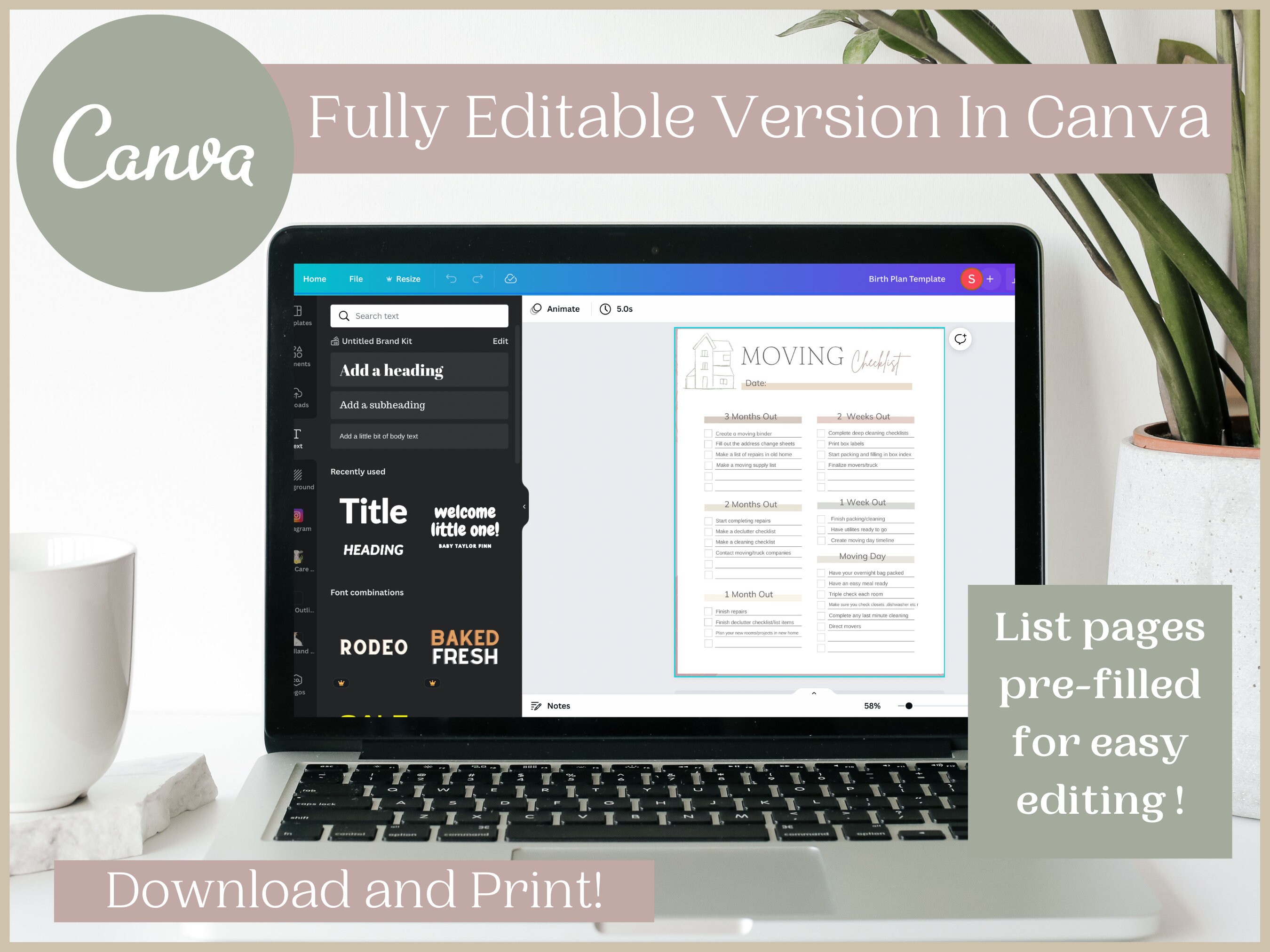 Editable Moving Planner | Moving Checklist | Printable Moving Binder ...
